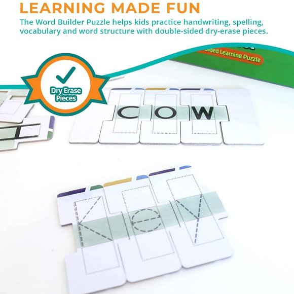Word Builder Dry Erase Puzzle-3-In-1- Learn, Build, Write - Picture 5 of 8